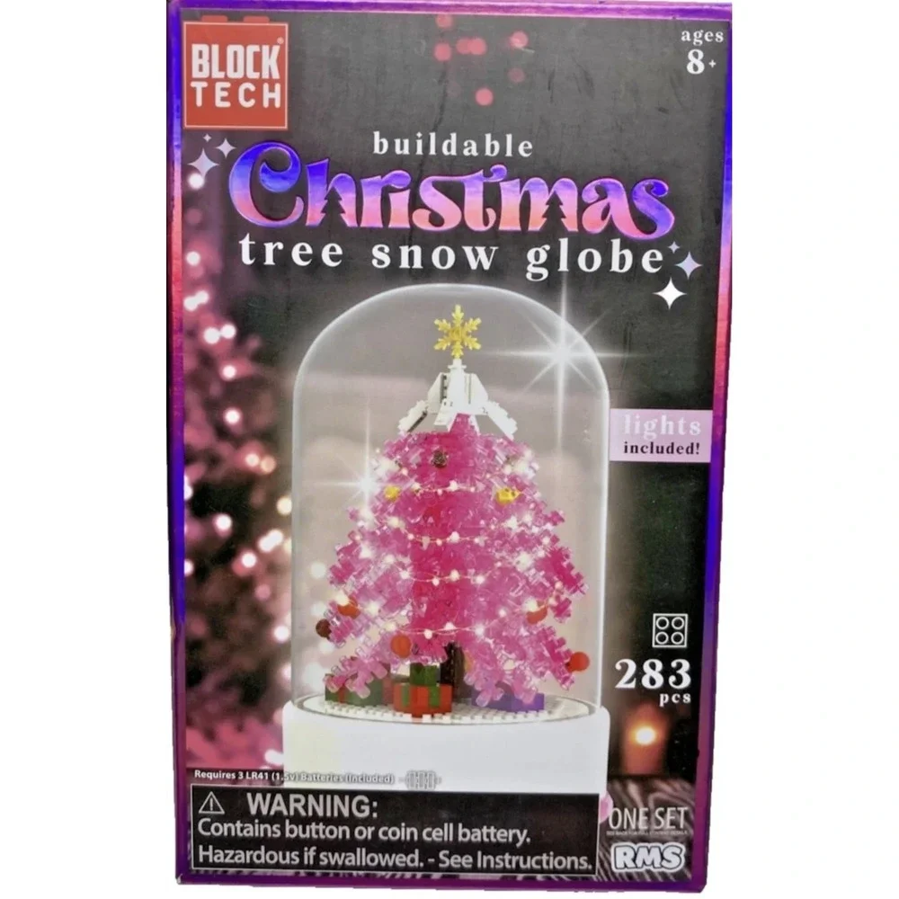 Block Tech Christmas Tree Snow Globe 283pcs Battery‎ Lights 8+ Building Set New